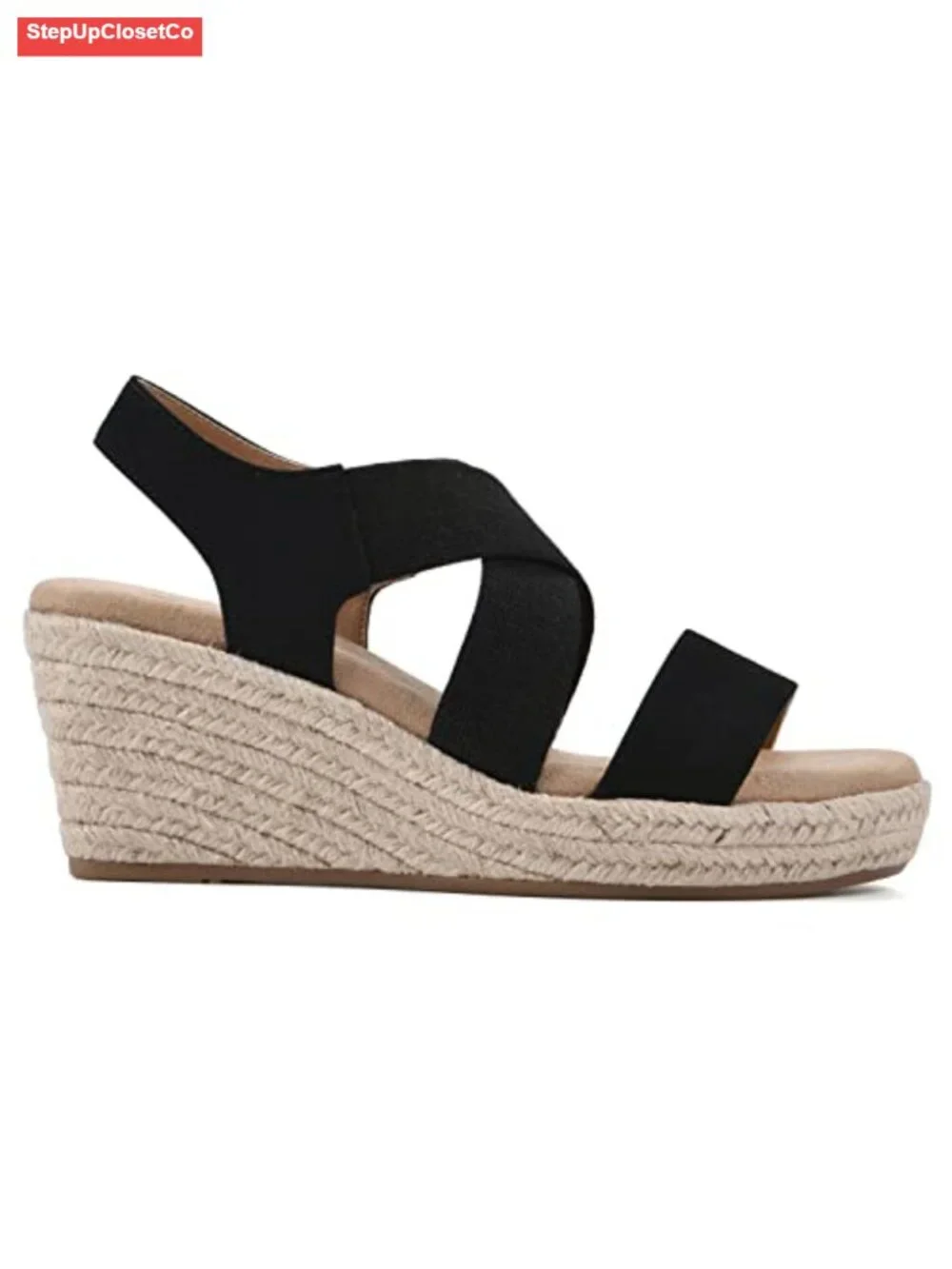 Jute Espadrille Platform Wedge Sandals Slingback Slip On Padded Insole